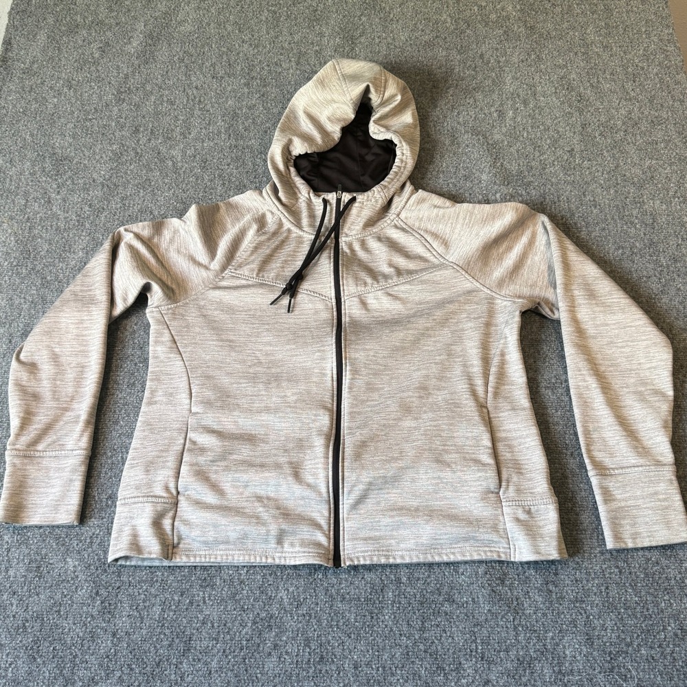 Danskin Now Womens XL 16-18 Gray Space Dye Full Zip Fleece Hoodie Thumbholes